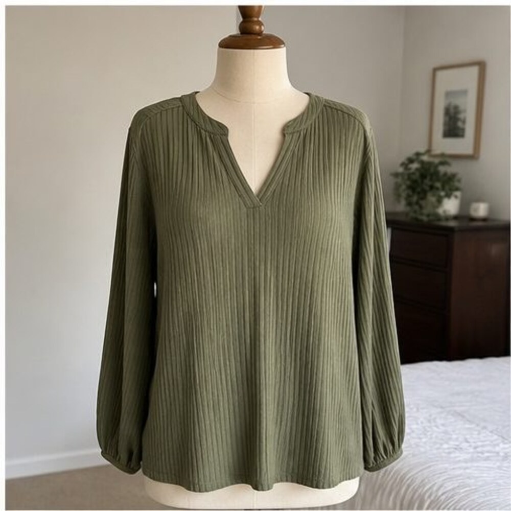 Olive Pleated Blouse